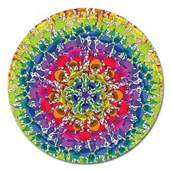 Rainbow Mushroom Mandala Magnet 5  (round) by steampunkbabygirl