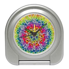 Rainbow Mushroom Mandala Travel Alarm Clock