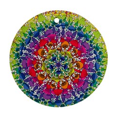 Rainbow Mushroom Mandala Round Ornament (two Sides) by steampunkbabygirl