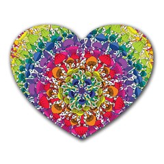 Rainbow Mushroom Mandala Heart Mousepads by steampunkbabygirl