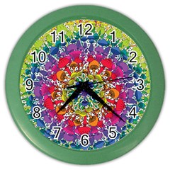 Rainbow Mushroom Mandala Color Wall Clock