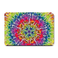 Rainbow Mushroom Mandala Small Doormat  by steampunkbabygirl