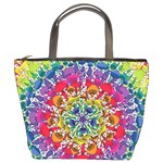 Rainbow Mushroom Mandala Bucket Bag Front