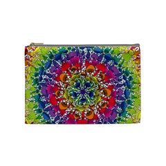 Rainbow Mushroom Mandala Cosmetic Bag (medium) by steampunkbabygirl