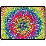 Rainbow Mushroom Mandala Fleece Blanket (Large)  80 x60  Blanket Front