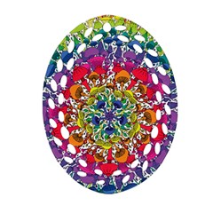 Rainbow Mushroom Mandala Oval Filigree Ornament (two Sides) by steampunkbabygirl