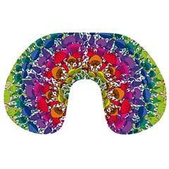 Rainbow Mushroom Mandala Travel Neck Pillow by steampunkbabygirl