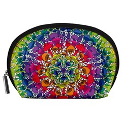 Rainbow Mushroom Mandala Accessory Pouch (large) by steampunkbabygirl