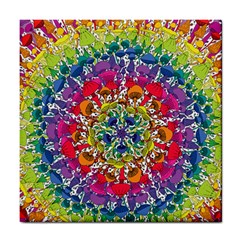 Rainbow Mushroom Mandala Tile Coaster