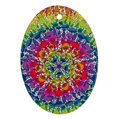 Rainbow Mushroom Mandala Ornament (oval) by steampunkbabygirl