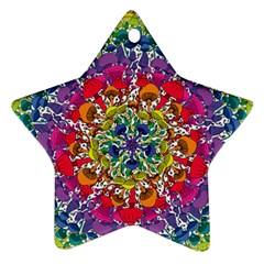 Rainbow Mushroom Mandala Ornament (star) by steampunkbabygirl