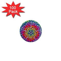 Rainbow Mushroom Mandala 1  Mini Magnets (100 Pack)  by steampunkbabygirl