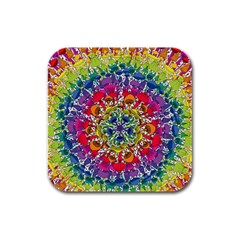 Rainbow Mushroom Mandala Rubber Square Coaster (4 Pack)