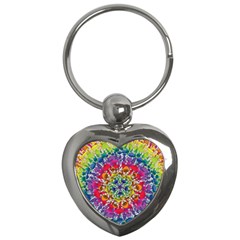 Rainbow Mushroom Mandala Key Chain (heart) by steampunkbabygirl