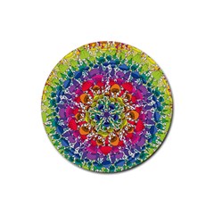 Rainbow Mushroom Mandala Rubber Round Coaster (4 Pack)