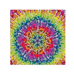 Rainbow Mushroom Mandala Small Satin Scarf (square)