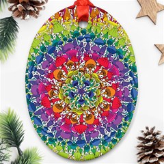 Rainbow Mushroom Mandala Oval Ornament (two Sides) by steampunkbabygirl