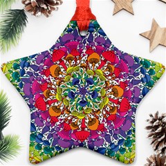 Rainbow Mushroom Mandala Star Ornament (two Sides) by steampunkbabygirl