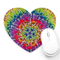 Rainbow Mushroom Mandala Heart Mousepads by steampunkbabygirl