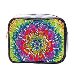 Rainbow Mushroom Mandala Mini Toiletries Bag (one Side)