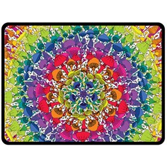 Rainbow Mushroom Mandala Fleece Blanket (large)  by steampunkbabygirl