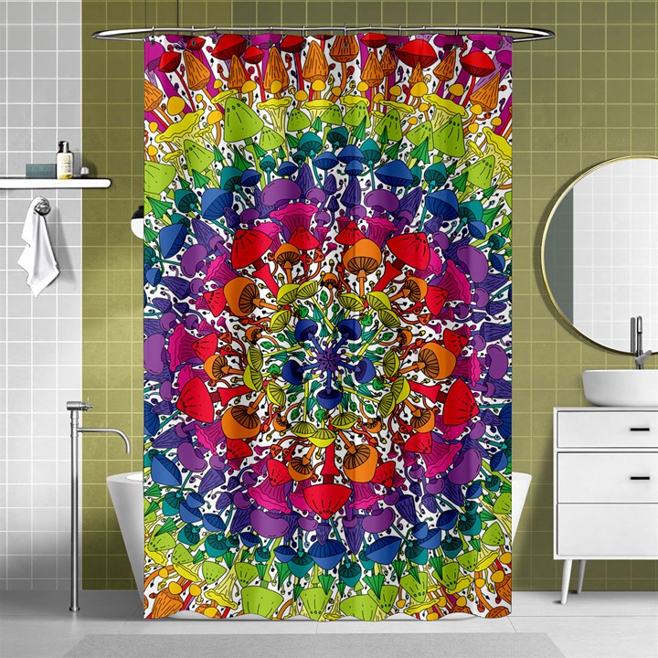 Rainbow Mushroom Mandala Shower Curtain 48  x 72  (Small) 