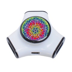 Rainbow Mushroom Mandala 3-port Usb Hub by steampunkbabygirl