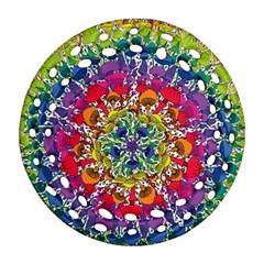 Rainbow Mushroom Mandala Ornament (round Filigree) by steampunkbabygirl