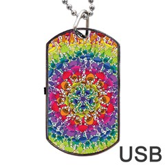 Rainbow Mushroom Mandala Dog Tag Usb Flash (two Sides) by steampunkbabygirl