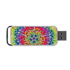 Rainbow Mushroom Mandala Portable Usb Flash (one Side)