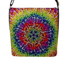 Rainbow Mushroom Mandala Flap Closure Messenger Bag (l) by steampunkbabygirl