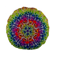 Rainbow Mushroom Mandala Standard 15  Premium Flano Round Cushions