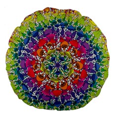 Rainbow Mushroom Mandala Large 18  Premium Flano Round Cushions