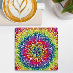 Rainbow Mushroom Mandala Uv Print Square Tile Coaster  by steampunkbabygirl