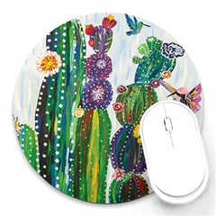 Rainbow Cactus Shirt Round Mousepads by steampunkbabygirl