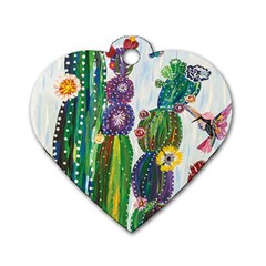 Rainbow Cactus Shirt Dog Tag Heart (two Sides)