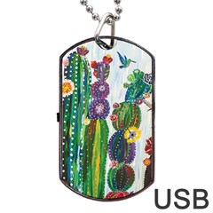 Rainbow Cactus Shirt Dog Tag Usb Flash (two Sides) by steampunkbabygirl