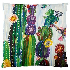 Rainbow Cactus Shirt Large Cushion Case (two Sides) by steampunkbabygirl