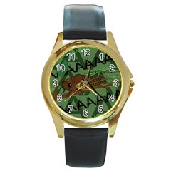 Cicada Round Gold Metal Watch by steampunkbabygirl