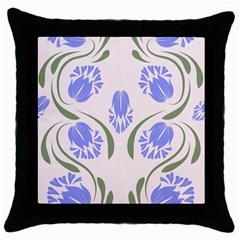 Folk Flowers Print Floral Pattern Ethnic Art Throw Pillow Case (black)