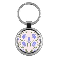 Folk Flowers Print Floral Pattern Ethnic Art Key Chain (round) by Eskimos