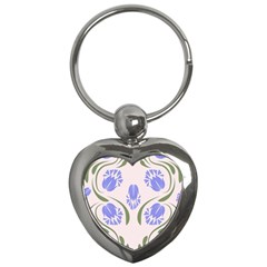 Folk Flowers Print Floral Pattern Ethnic Art Key Chain (heart) by Eskimos