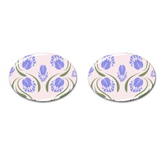 Folk Flowers Print Floral Pattern Ethnic Art Cufflinks (oval) by Eskimos