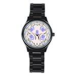 Folk flowers print Floral pattern Ethnic art Stainless Steel Round Watch Front