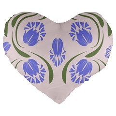 Folk Flowers Print Floral Pattern Ethnic Art Large 19  Premium Flano Heart Shape Cushions by Eskimos