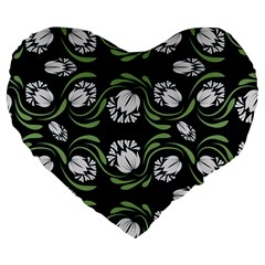 Folk Flowers Print Floral Pattern Ethnic Art Large 19  Premium Heart Shape Cushions by Eskimos