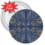 Folk flowers print Floral pattern Ethnic art 3  Buttons (100 pack)  Front