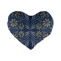 Folk Flowers Print Floral Pattern Ethnic Art Standard 16  Premium Heart Shape Cushions by Eskimos