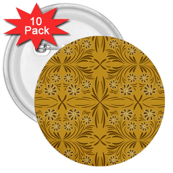 Folk flowers print Floral pattern Ethnic art 3  Buttons (10 pack) 