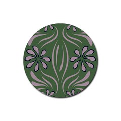 Folk Flowers Print Floral Pattern Ethnic Art Rubber Round Coaster (4 Pack) by Eskimos